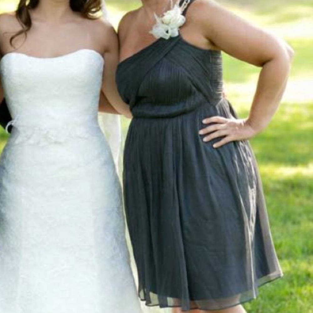 Gray silk one shoulder j crew dress worn once